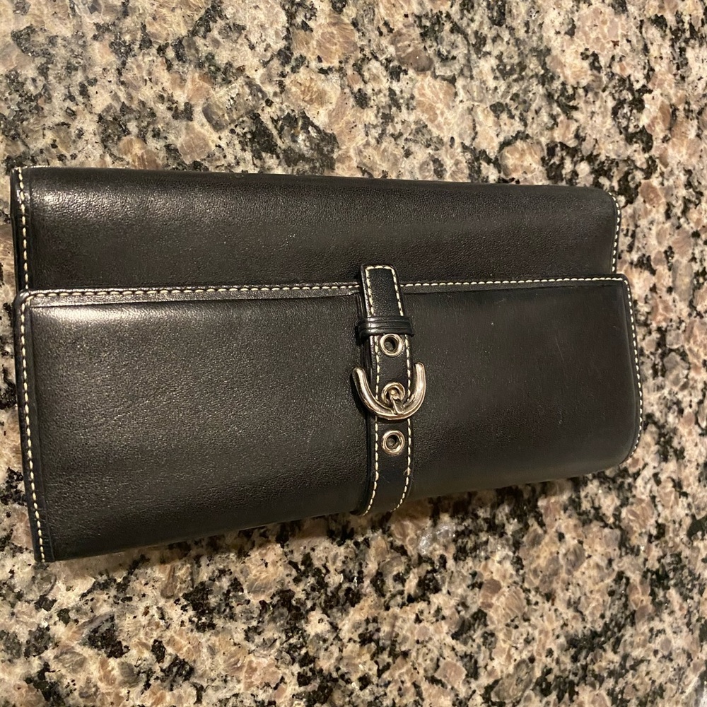 Coach Black leather wallet with check book holder